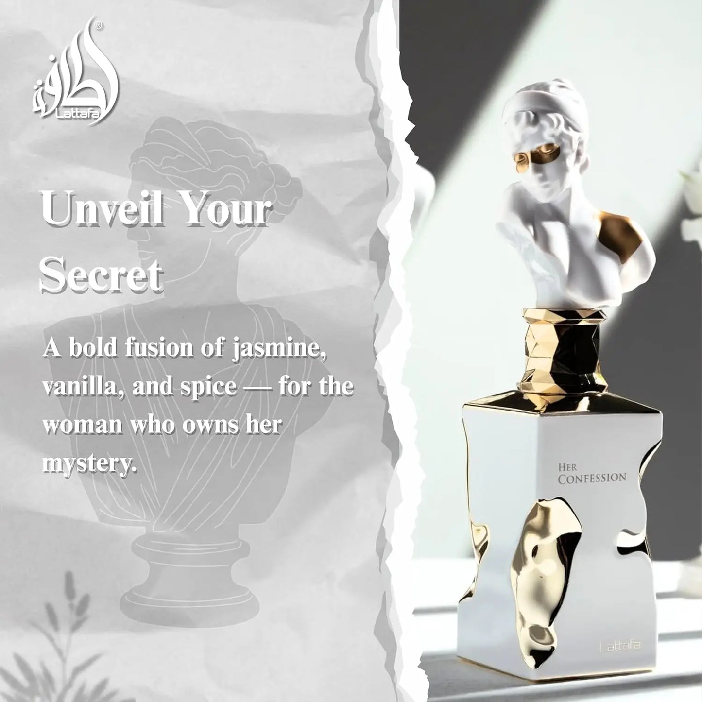 Lattafa Her Confession – Vanilla, flowers, amber, musk – eau de toilette Women's persistent fragrance, 3.4 oz/100 ml Halloween,