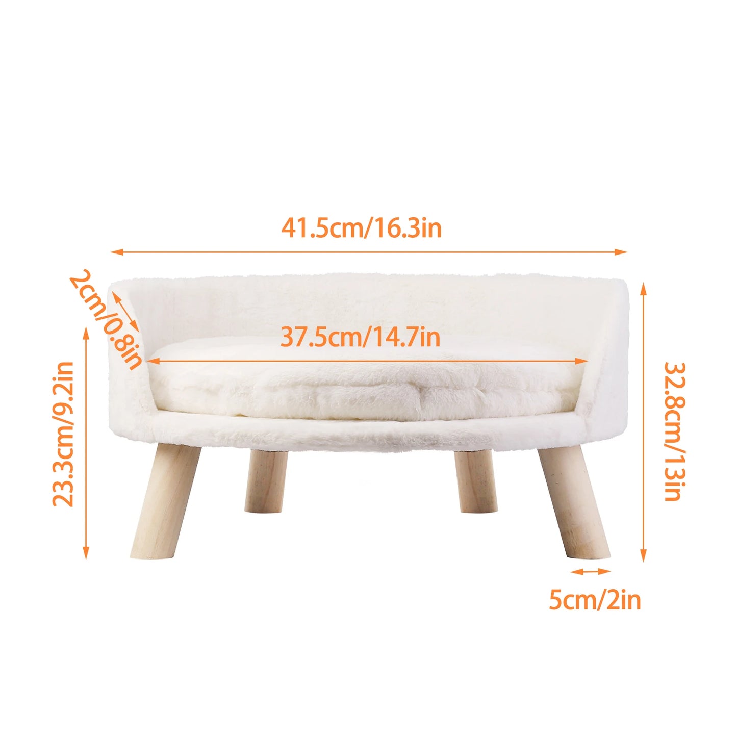 Luxury Soft Cat Bed Warm Plush Fabric Pet Nesting Chair Bed Washable Couch Wood Legs with Cushion Pad  for Small Pets