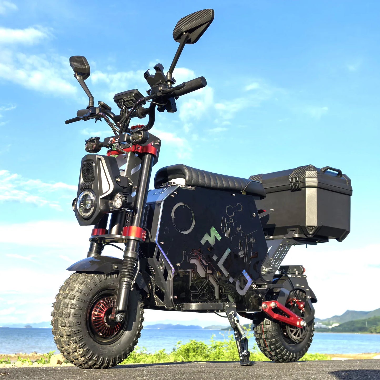 \US Stock FLJ Scooter 72V 12000W Electric Scooter with 14 inch Off Road Fat Tire Removable battery and App Function Scooter
