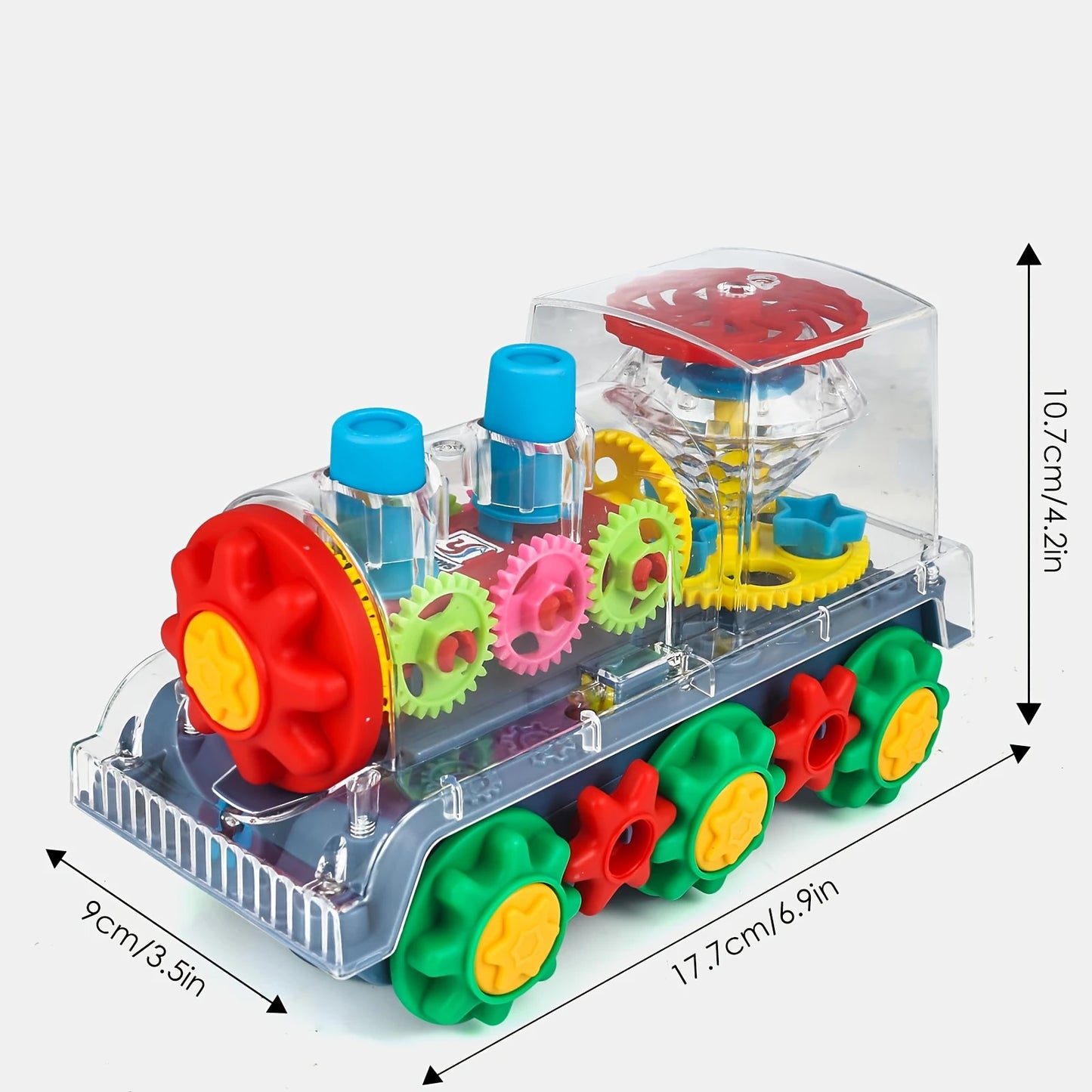Kids Electric Transparent Gear Train Toy - Flashing Lights, Music, Educational Toddler Toy for Boys Girls, Cool Christmas Gifts
