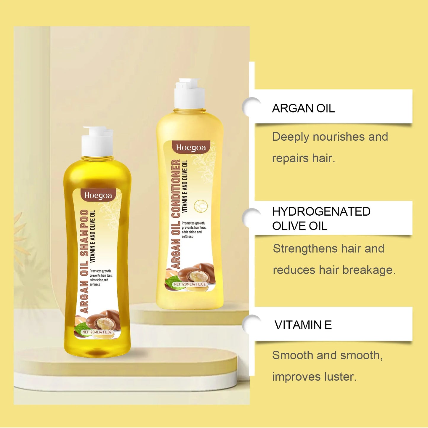 EELHOE AArgan Oil Shampoo and Conditioner Set Moisturizing Smoothing Shine Treatment for Dry Damaged Frizzy Hair Scalp Cleansing