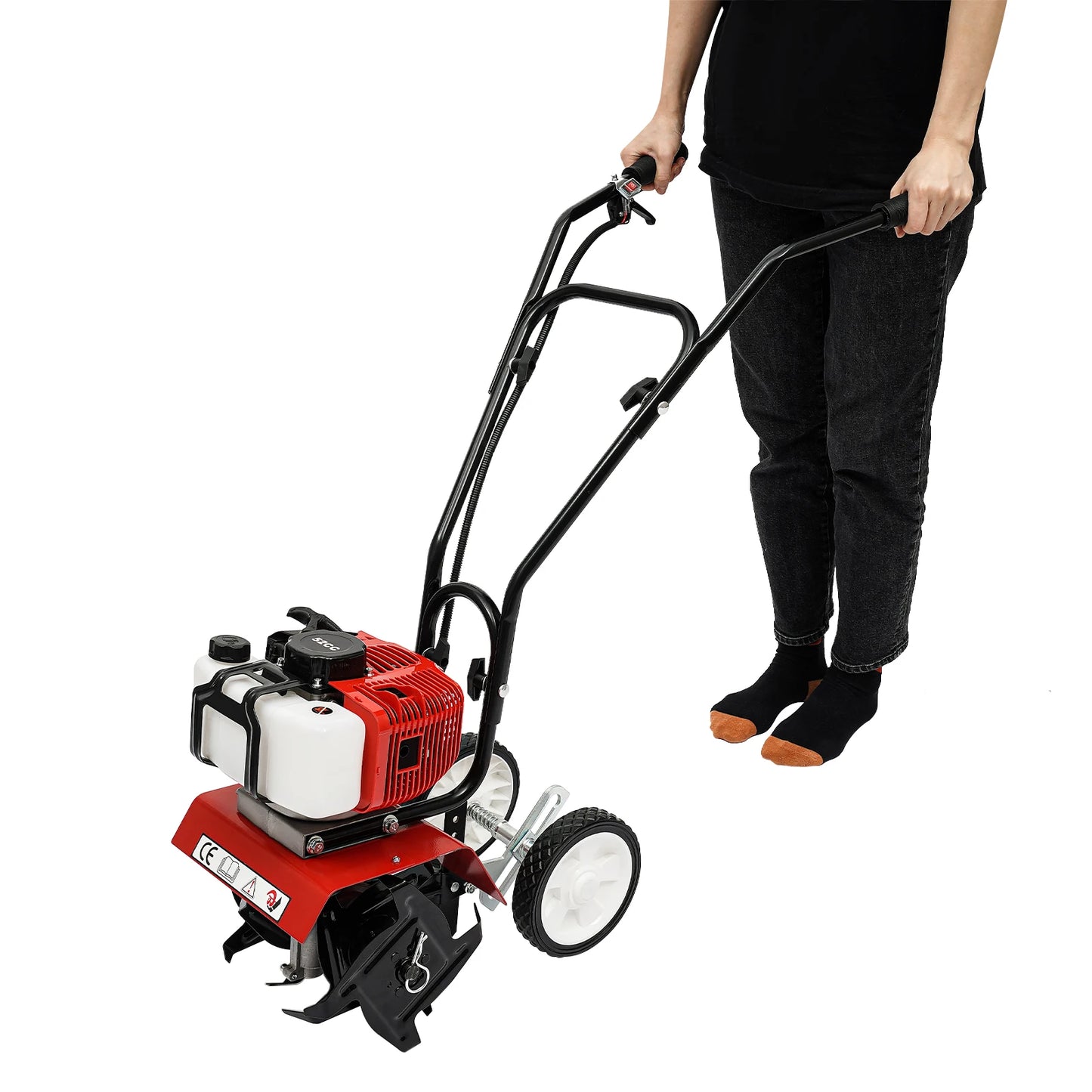 52CC 1.9KW 2-Stroke Gasoline Tiller 4 Manganese Steel Blades 11.8in Width Stock for Yard Garden
