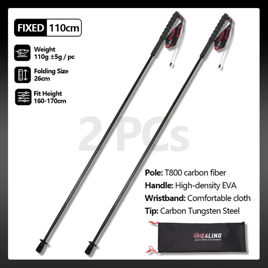 Local+ 2PCs Trekking Poles Carbon Fiber 115g Ultra-Light Hiking Poles Camping Stick Foldable Walking Cane Travel Outdoor Gear