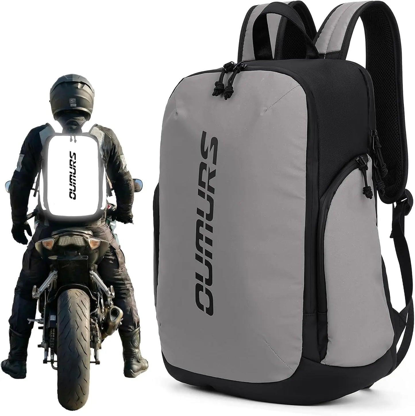 1800D Water-resistant Laptop Backpack for Motorcycle, Travel, Cycling, Work, Sport, Hiking, Gym, Black