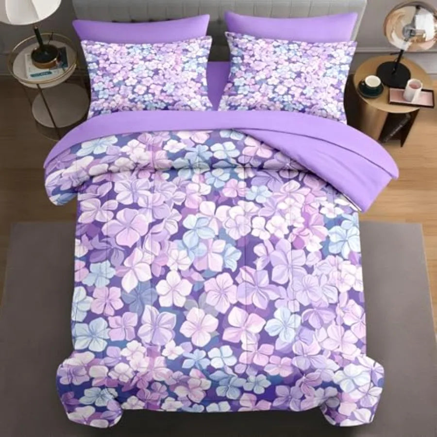 5 Pcs Size Comforter Set with Pillowcase and Sham Cute Happy Highland Bull Bedding for and Adults Flower Cow Cattle Print Bed i