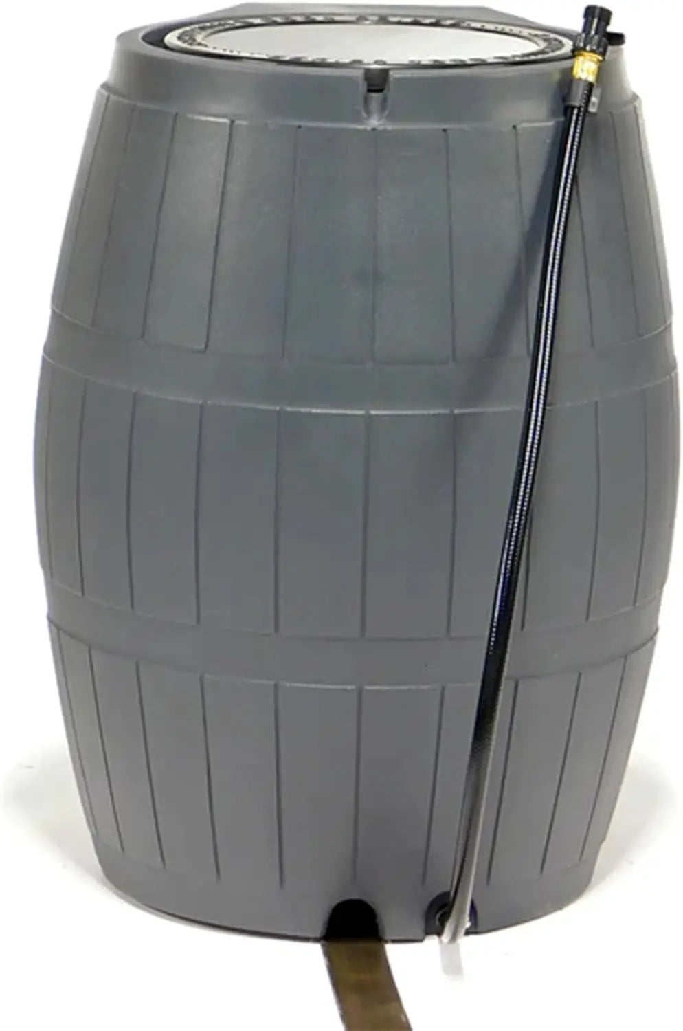 FCMP Outdoor Raincatcher 4000, Flat-Back RainRainwaterContainer w Side SpigotsMesh Screen Garden and Overflow Hose & Linking Kit