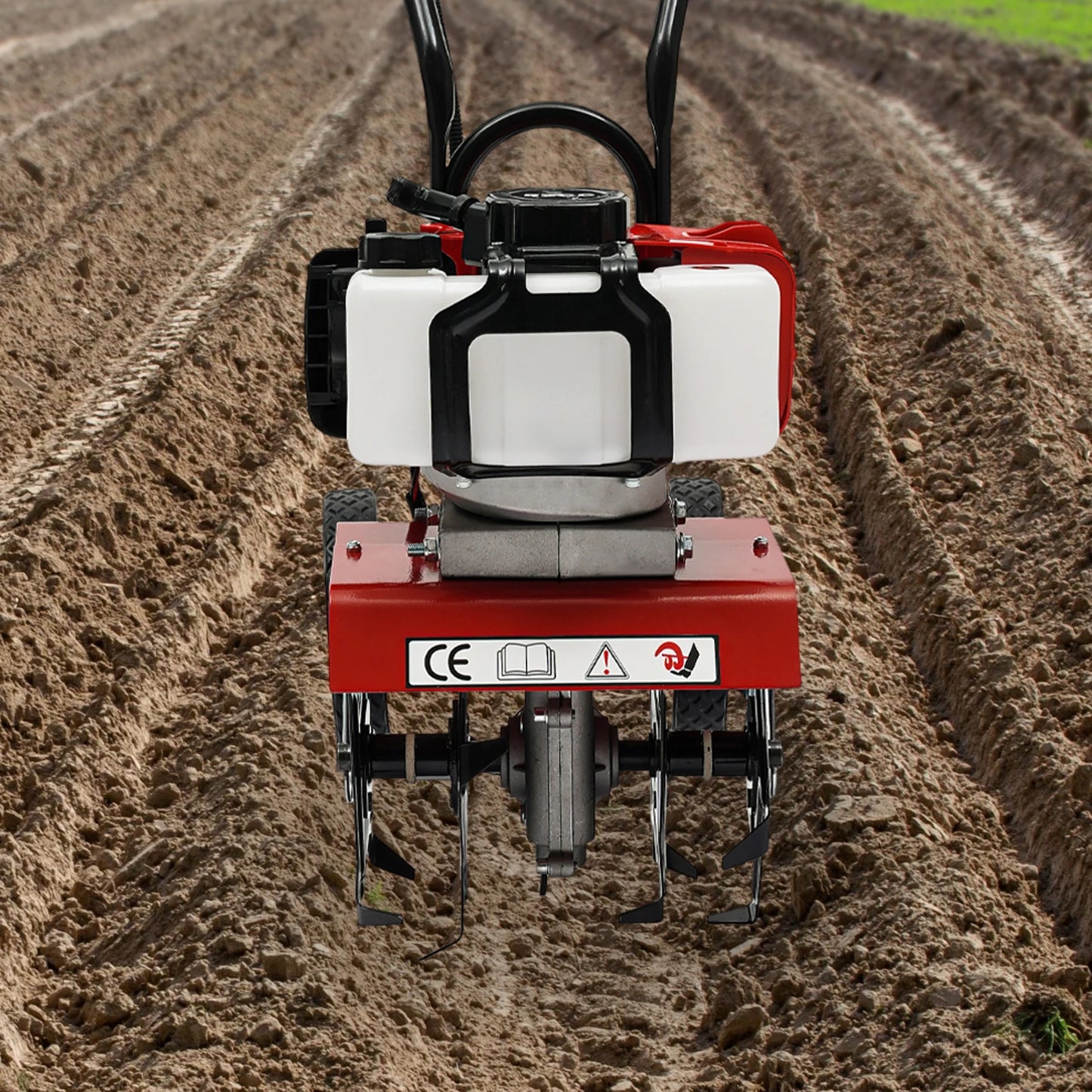 52CC 1.9KW 2-Stroke Gasoline Tiller 4 Manganese Steel Blades 11.8in Width Stock for Yard Garden