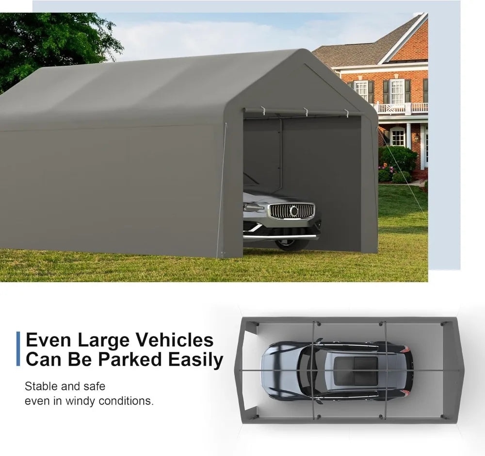 10x20ft Heavy Duty Portable Carport Garage Canopy Tent with Removable Sidewalls, Waterproof UV Protection for Outdoor Use