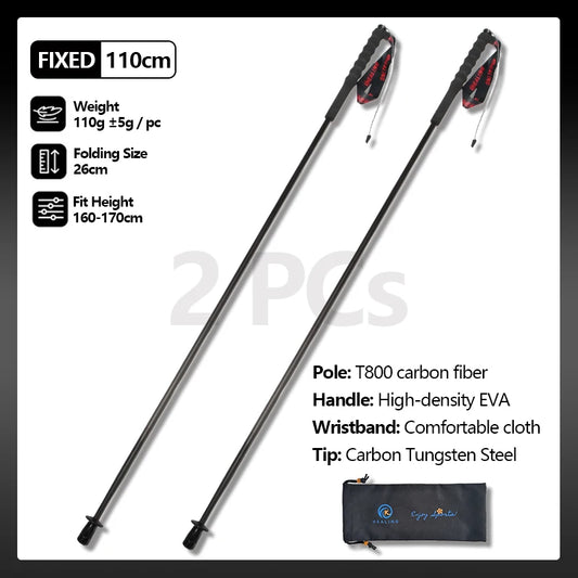2PCs Trekking Poles Carbon Fiber 115g Ultra-Light Hiking Poles Camping Stick Foldable Walking Cane Travel Outdoor Gear Equipment
