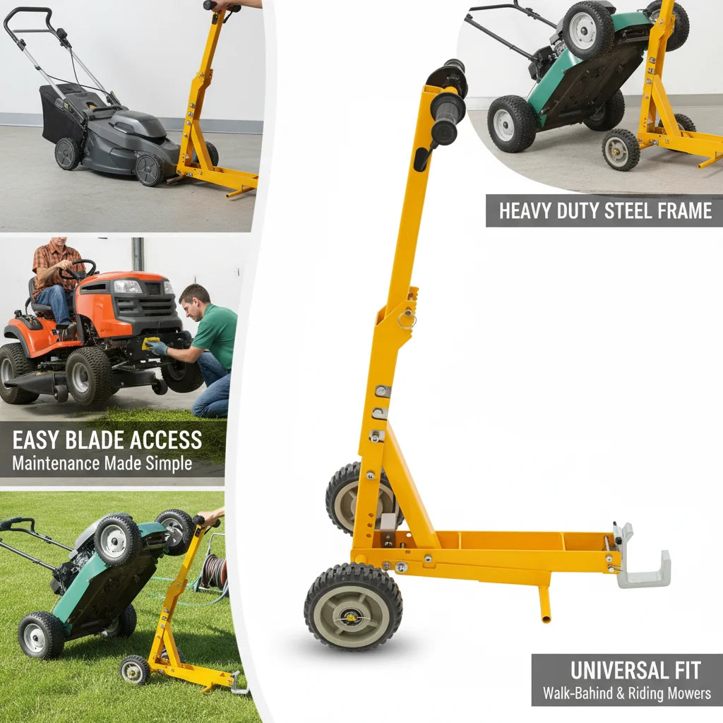 Yellow Manual Lawn Mower Lift 800lbs Capacity Lawn Mower Lift Tool for Lawn Mower Maintenance and Repair