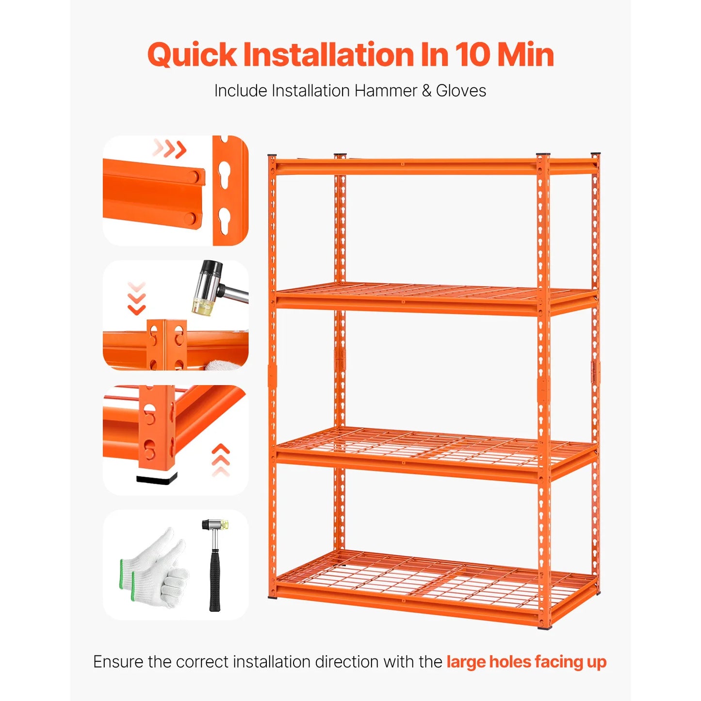 SucceBuy 4 Tier Garage Shelving Unit Storage Shelves Black/Orange 20"Dx40"Wx60"H Height Adjustable Racking for Warehouse Home