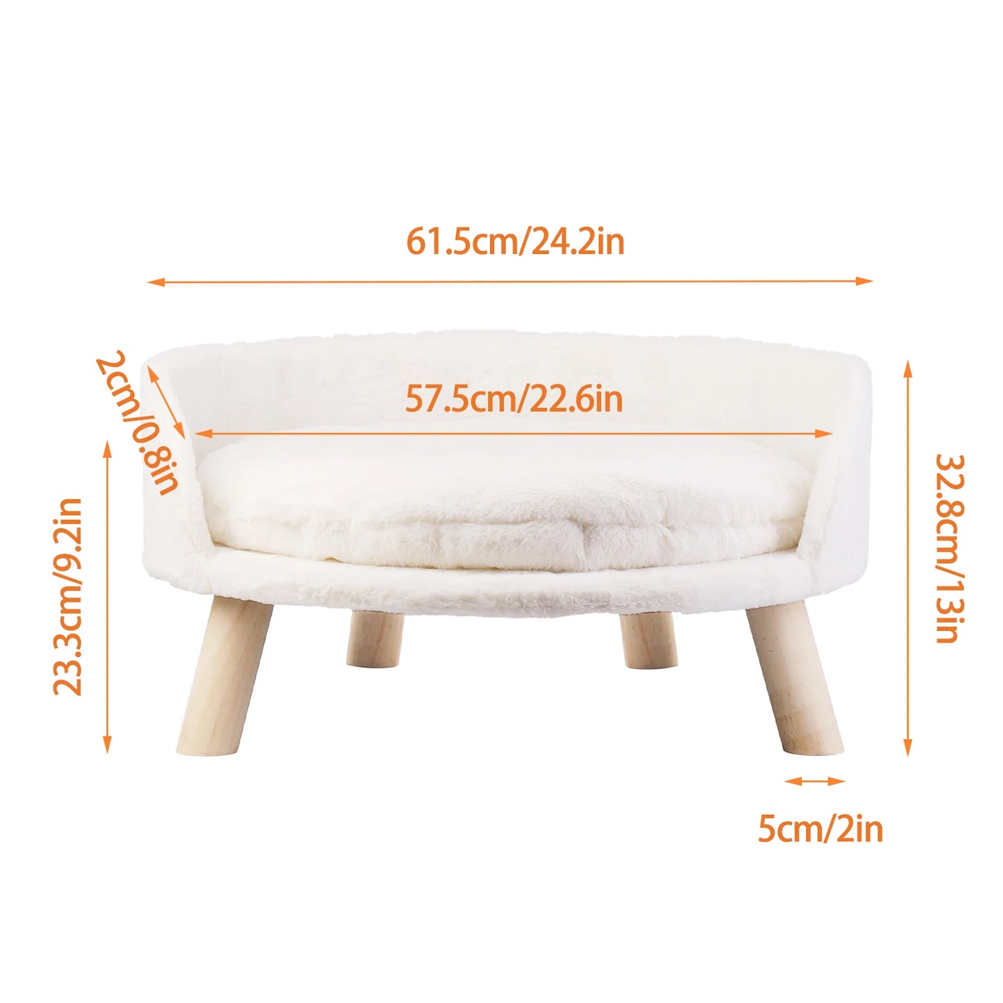 Luxury Soft Cat Bed Warm Plush Fabric Pet Nesting Chair Bed Washable Couch Wood Legs with Cushion Pad  for Small Pets