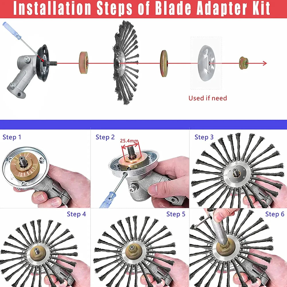 10inch Derusting Weeding Wheel Universal Garden Weeding Brush Removal Rust Rotary Weed Brush Lawn Mower Brush Cutter Accessories