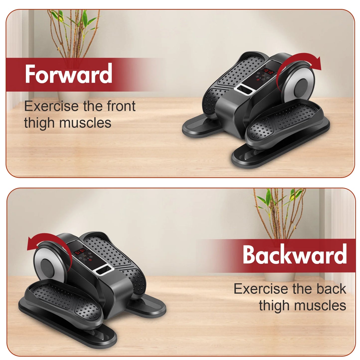 Under Desk Elliptical Machine Portable Mini Leg Exerciser Fully Assembled Quiet Electric Seated Pedal with Remote Control and LCD Display 12 Manual and Automatic Modes for Teens Seniors and Adults