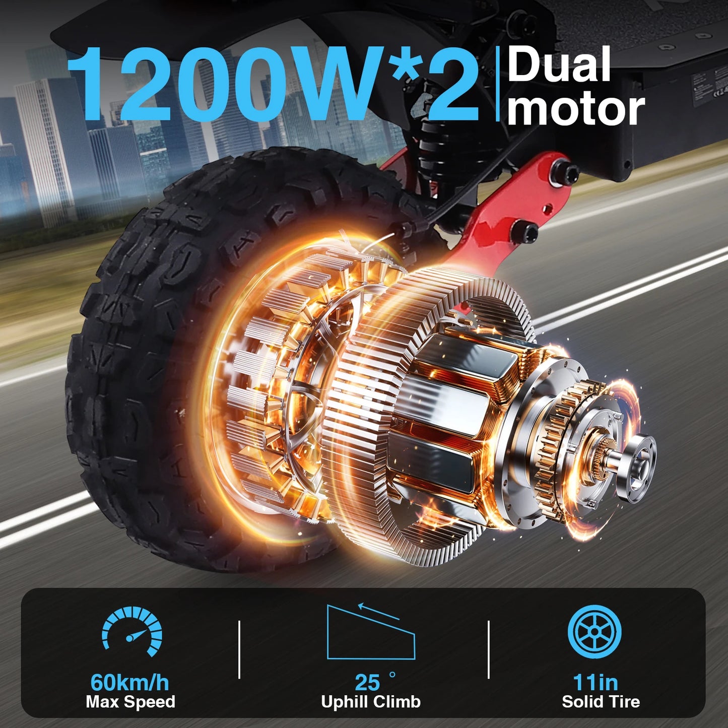 FREEBOY H6/H9 Electric Scooter for Adults 1200W Dual Motor 48V 21AH Folding E-Scooter with 11 Inch Fat Tires E-Mountain Scooter