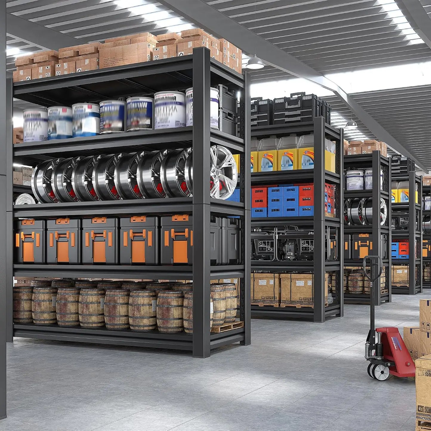 72" H Storage Shelves, 2500LBS Heavy Duty Garage Shelving Unit, 5 Tier Adjustable Metal Shelf for Garage Basement, Customized