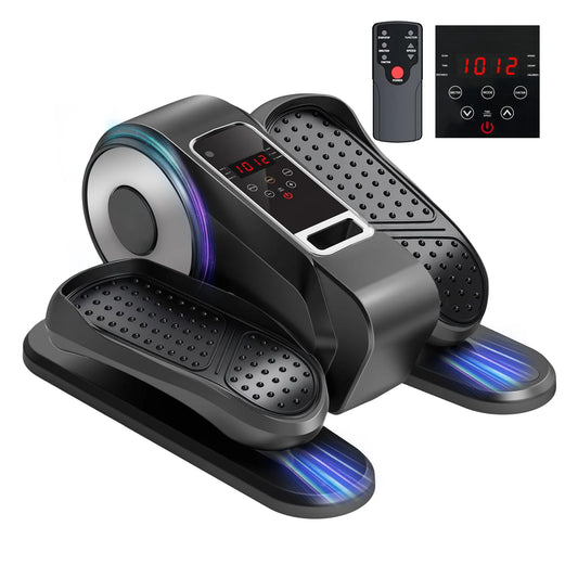 Under Desk Elliptical Machine Portable Mini Leg Exerciser Fully Assembled Quiet Electric Seated Pedal with Remote Control and LCD Display 12 Manual and Automatic Modes for Teens Seniors and Adults