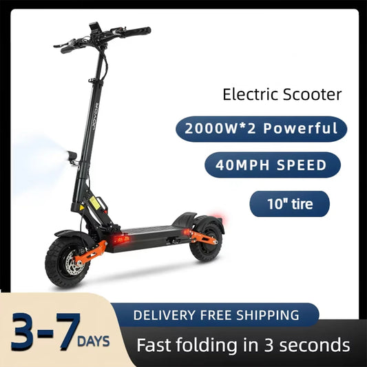 Electric Scooter  Dual Motor 2000W*2 for Adults, 60V Battery, 40mph Max Speed, Up to 50 Miles Range, 10 Inch Tires