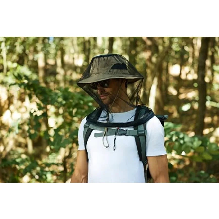 2 Pack Mosquito Head Net Mesh for Hiking and Outdoors, Bug Face Netting over Hat Adults Gnat Fly Insect Midge Protection