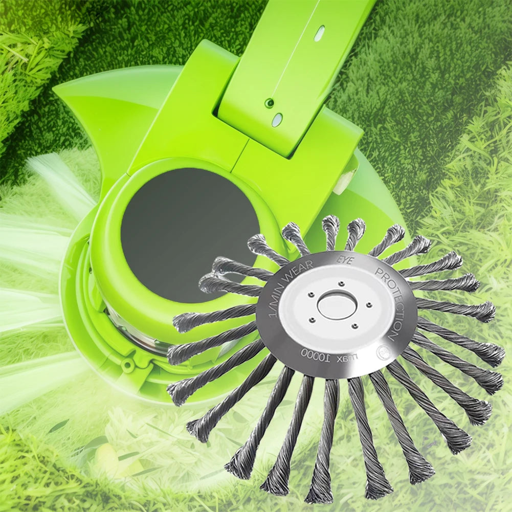 10inch Derusting Weeding Wheel Universal Garden Weeding Brush Removal Rust Rotary Weed Brush Lawn Mower Brush Cutter Accessories