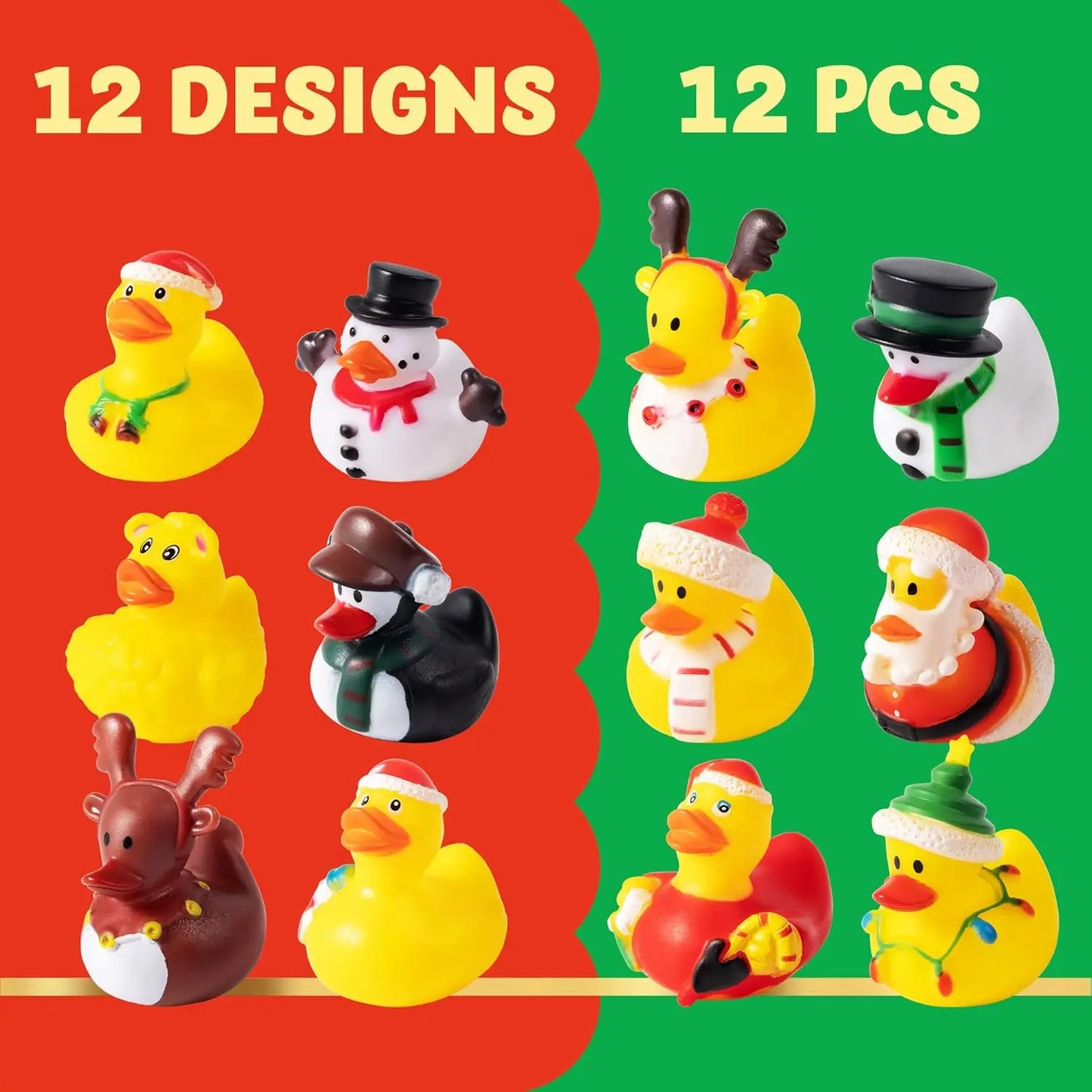 JOYFY 12 Pcs Christmas Rubber Duck Bath Toys for Christmas Goodie Bag Stuffers Baby Showers Christmas Party Favor Gifts