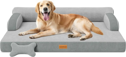 Extra Large Orthopedic Dog Bed with Cooling Memory Foam, Washable Waterproof Cover and Nonslip Bottom for Comfort
