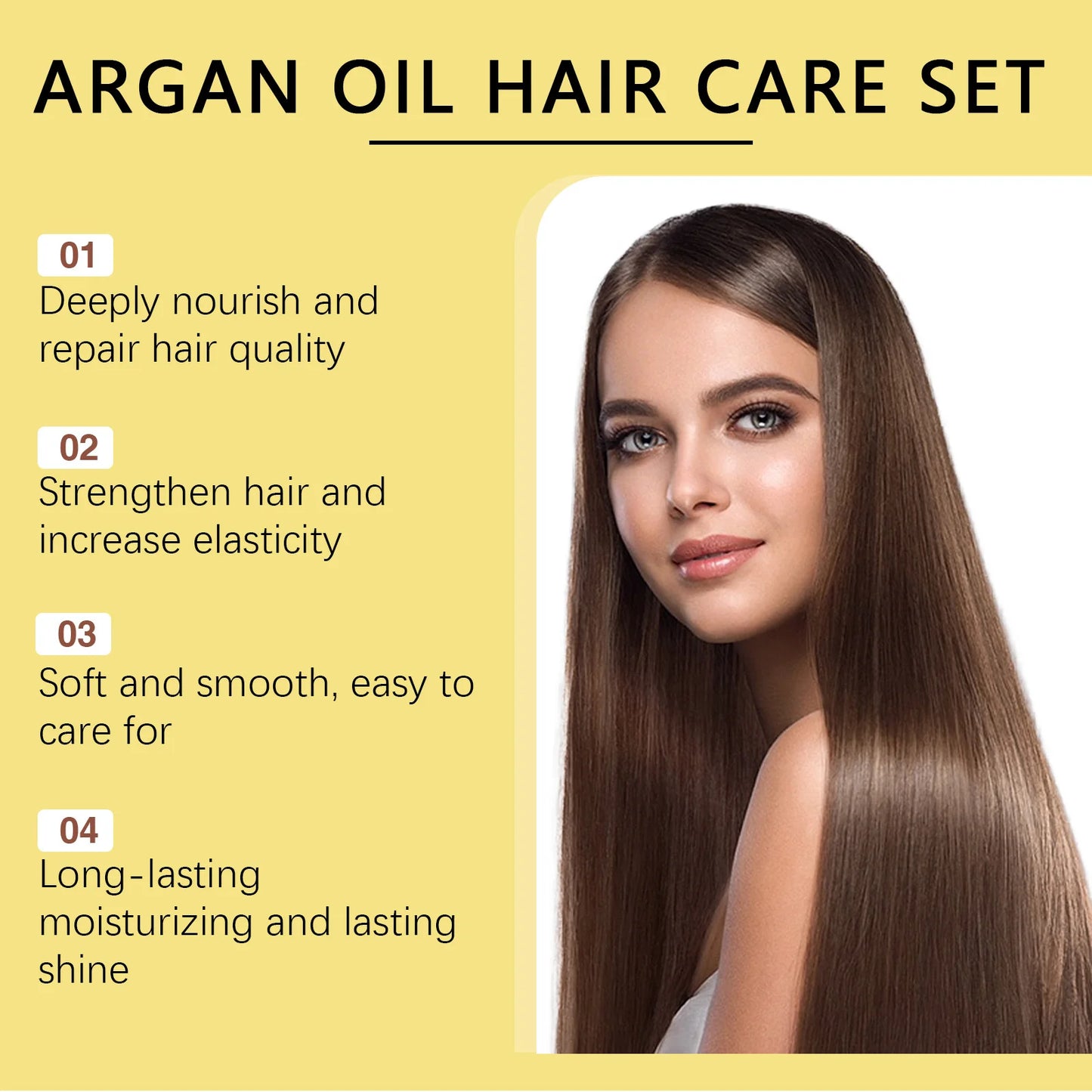 EELHOE AArgan Oil Shampoo and Conditioner Set Moisturizing Smoothing Shine Treatment for Dry Damaged Frizzy Hair Scalp Cleansing