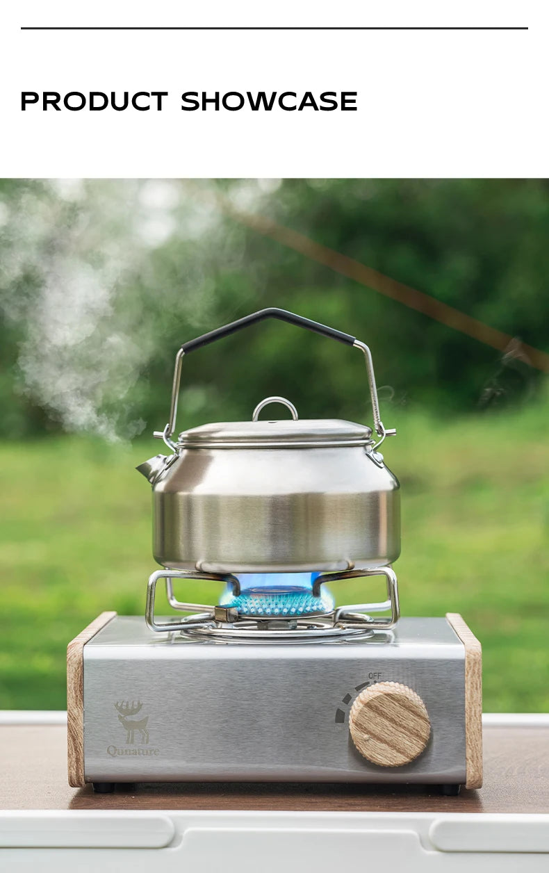 Qunature Outdoor Portable Cassette Stove Camping Cookware Multiple firepower Gas Stove for Tea Brewing Household & Camping Use
